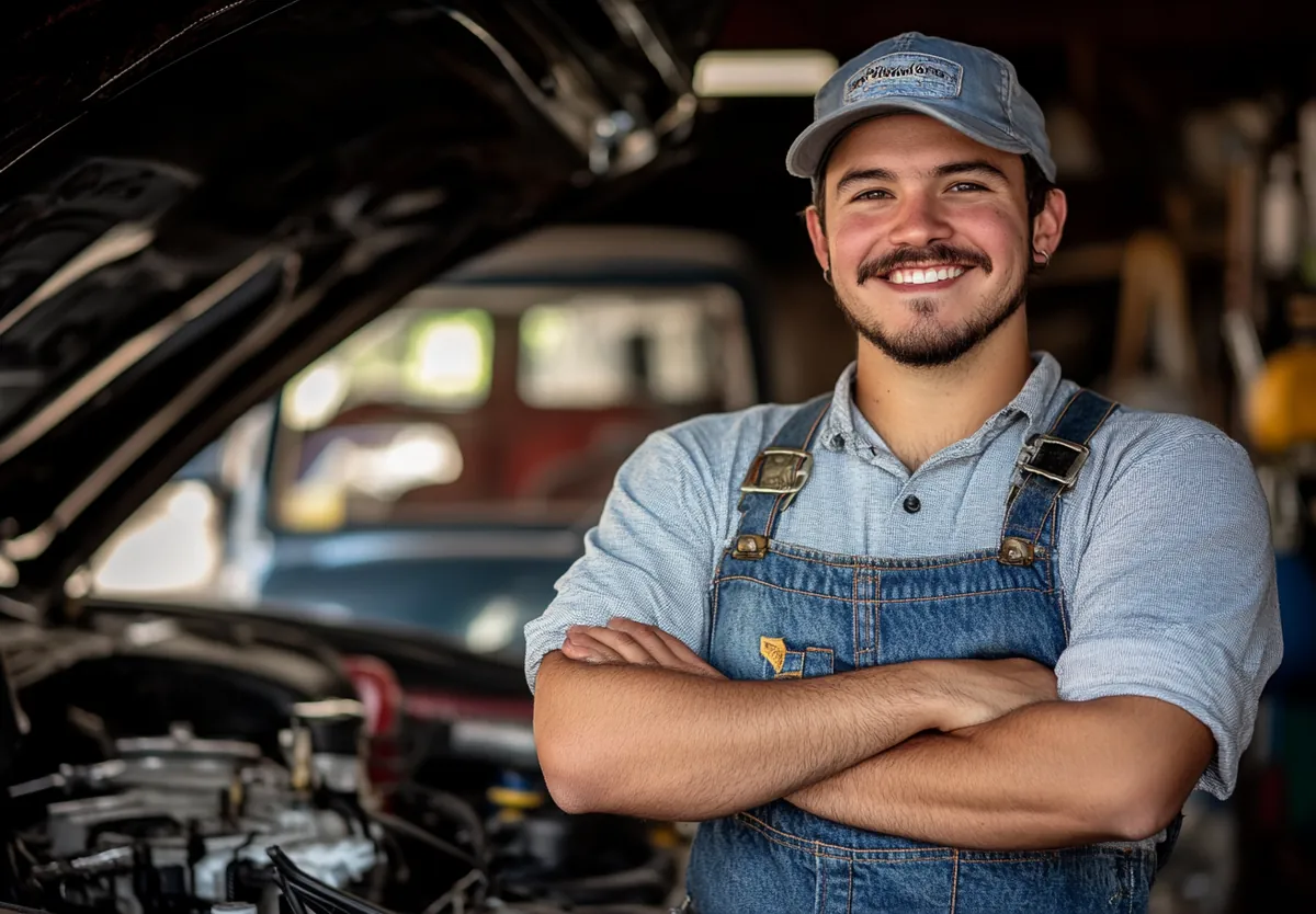 Friendly mechanic standing in repair shop