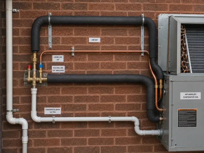 Residential service professional working on home mechanical equipment