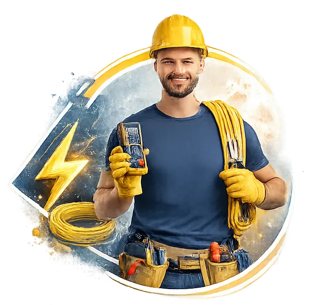 Professional electrician completing clean electrical service work