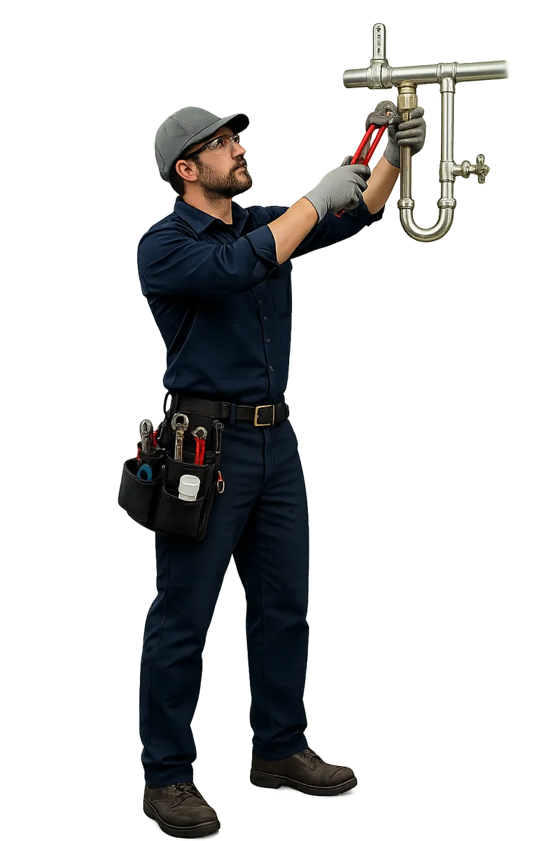 Professional plumber completing pipe and fixture service