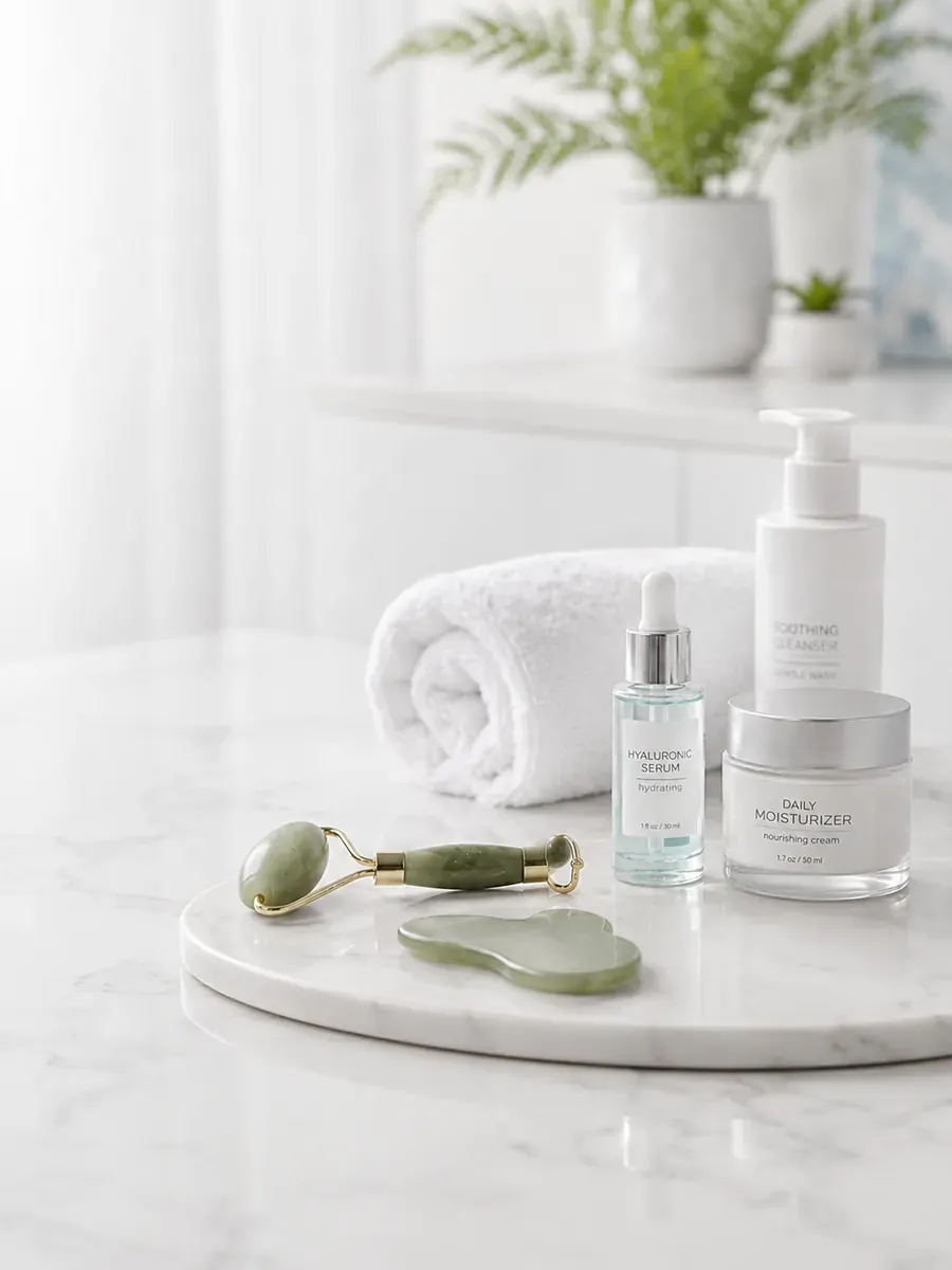 Client receiving a facial skincare treatment