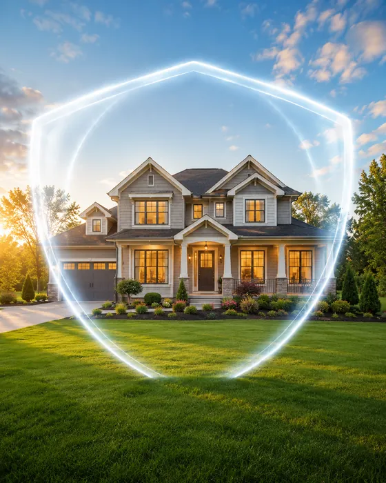 Family home exterior representing home protection coverage