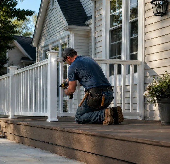 Home repair worker using a drill