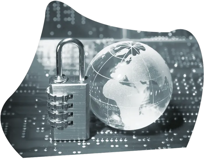 Cyber security lock and globe