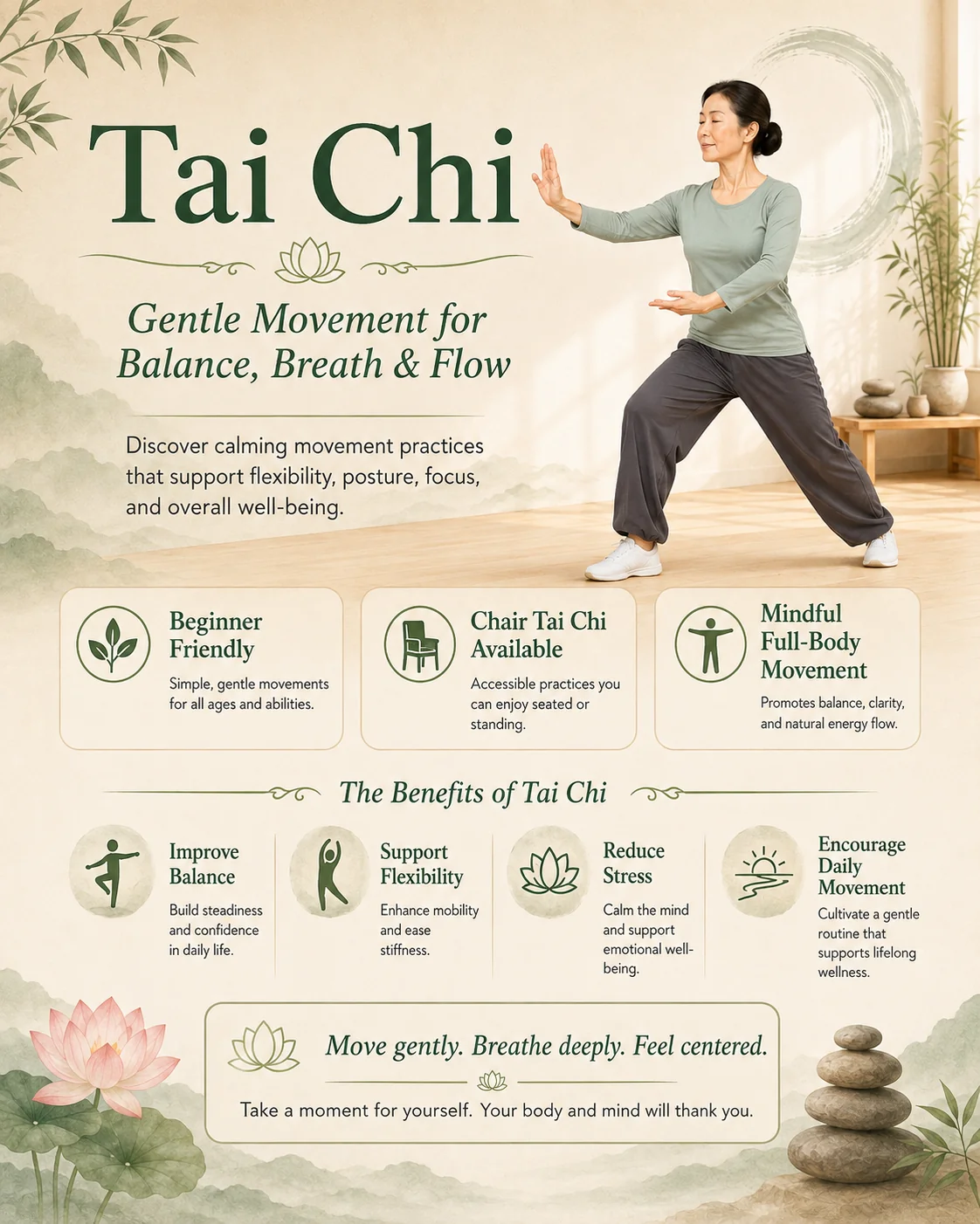 Tai Chi wellness imagery for Claudine's Tai Chi Services