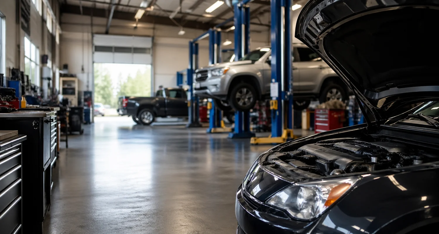 Premier Auto Repair Shop service bay with professional automotive repair work