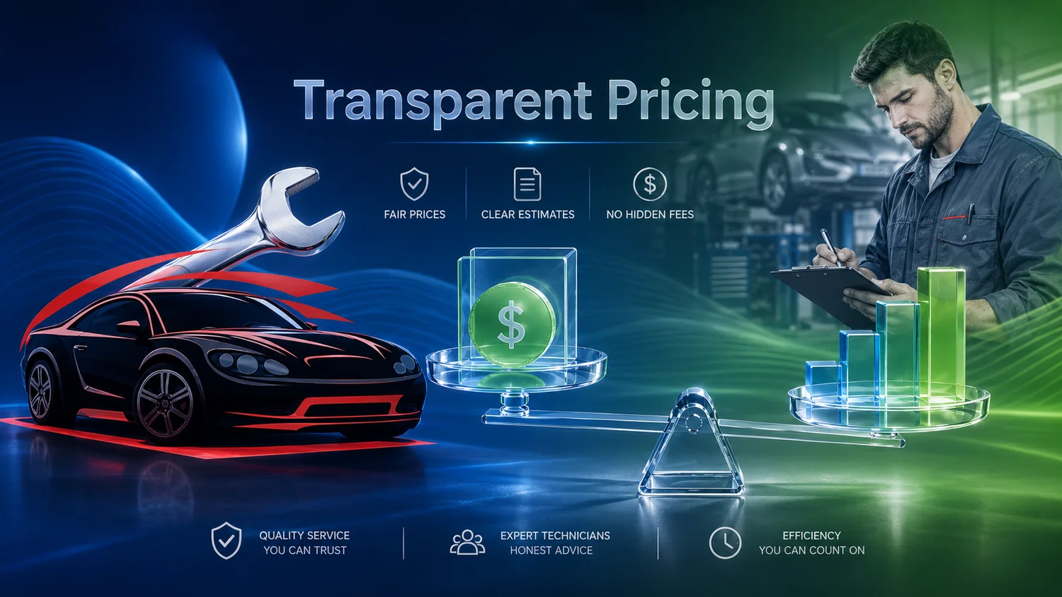 Transparent repair pricing with automotive service graphics