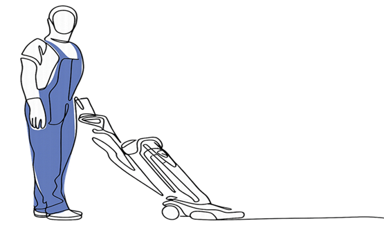 Janitorial professional sanitizing and detailing a high-use commercial space