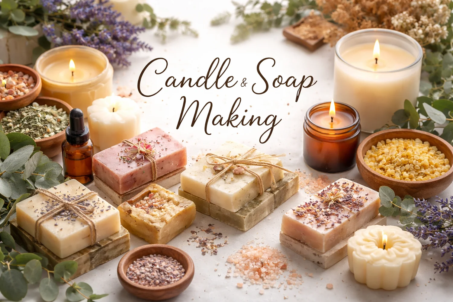 Hand-poured candle collection arranged for everyday home fragrance.