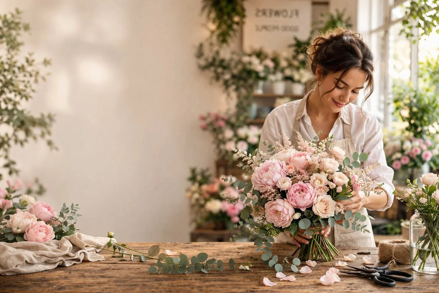 Premier Florist hero arrangement display with fresh flowers and welcoming floral presentation