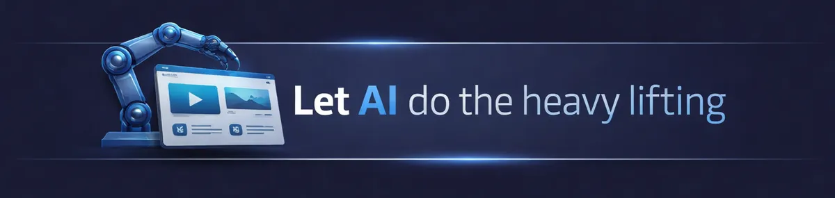 Illustration showing the heavy lifting being handled for the user within the website-building workflow