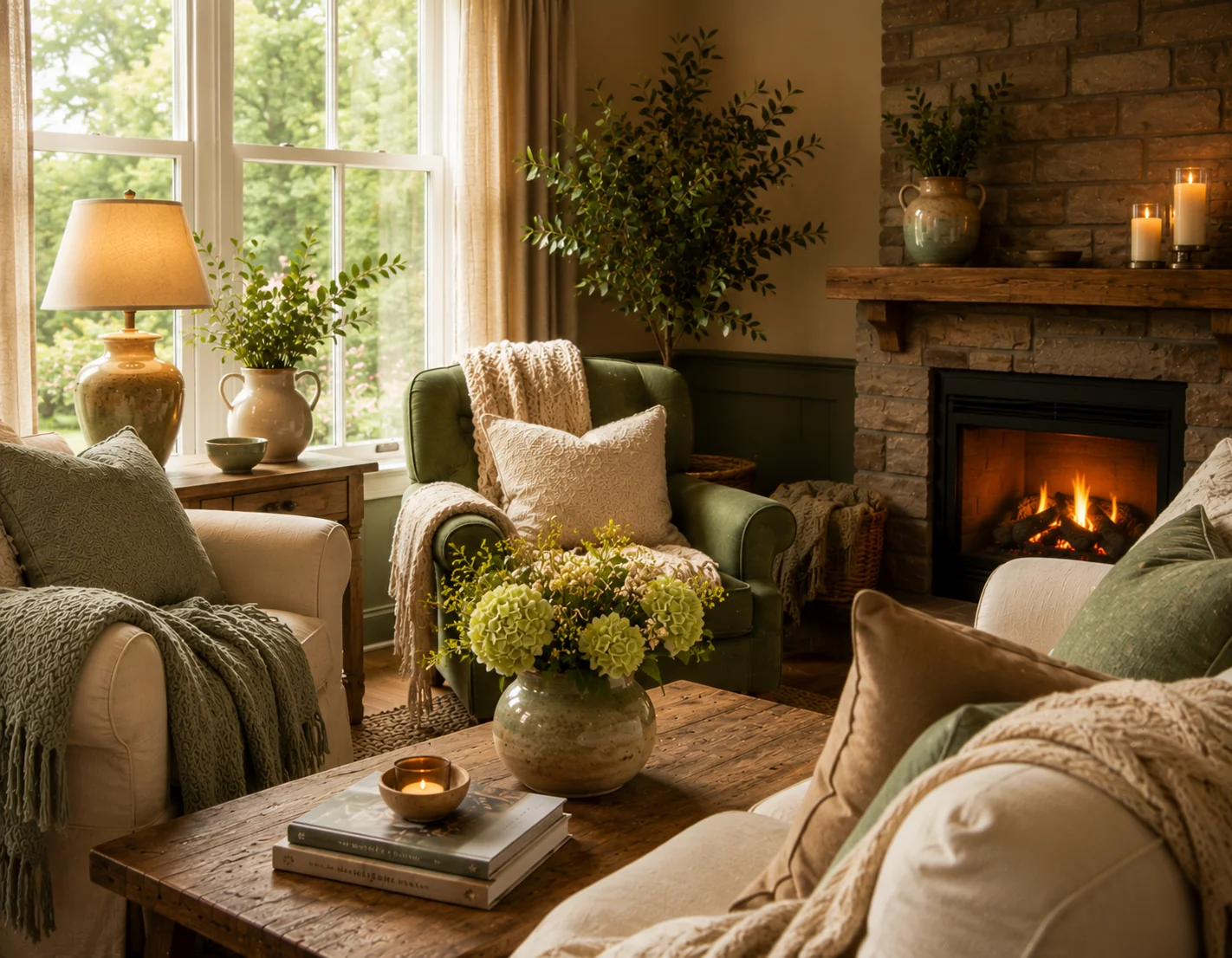 Quaint countryside cottage surrounded by a lush garden and peaceful grounds