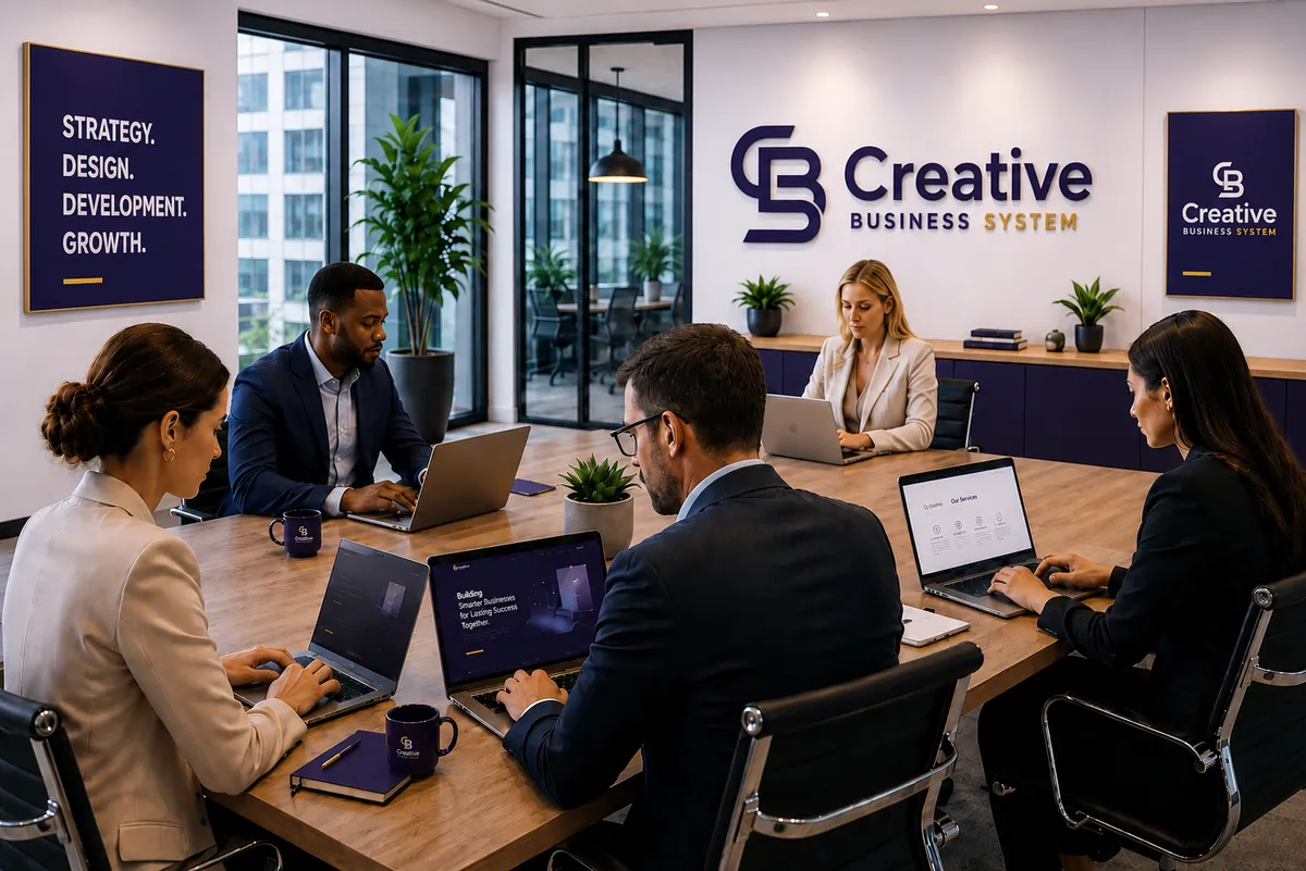 Diverse creative professionals collaborating around a table