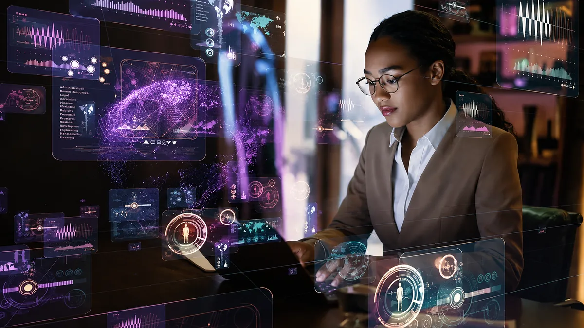 Business professional working with digital technology