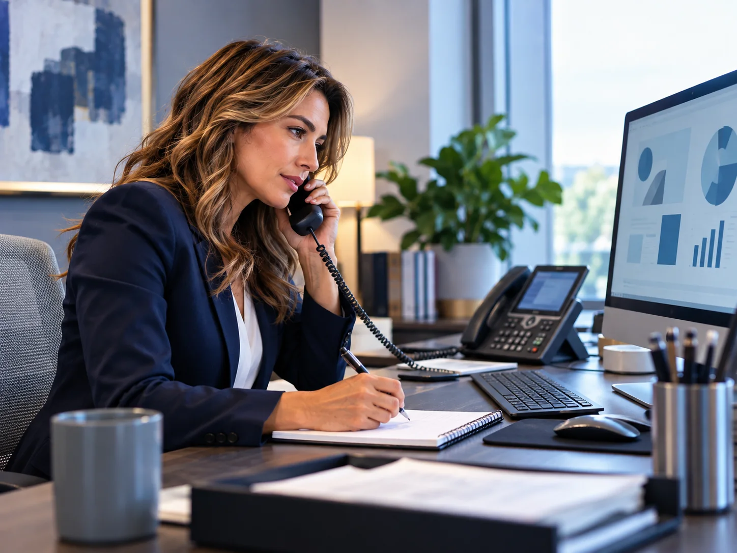Business development professional conducting focused outbound B2B outreach