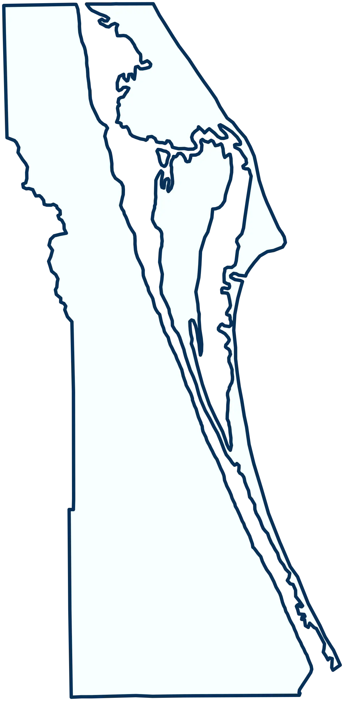 Accurate outline map of Brevard County, Florida