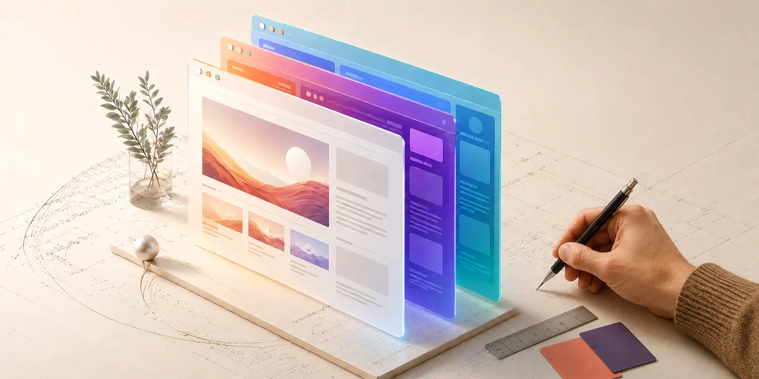 Colorful website designs being refined on a professional planning workspace