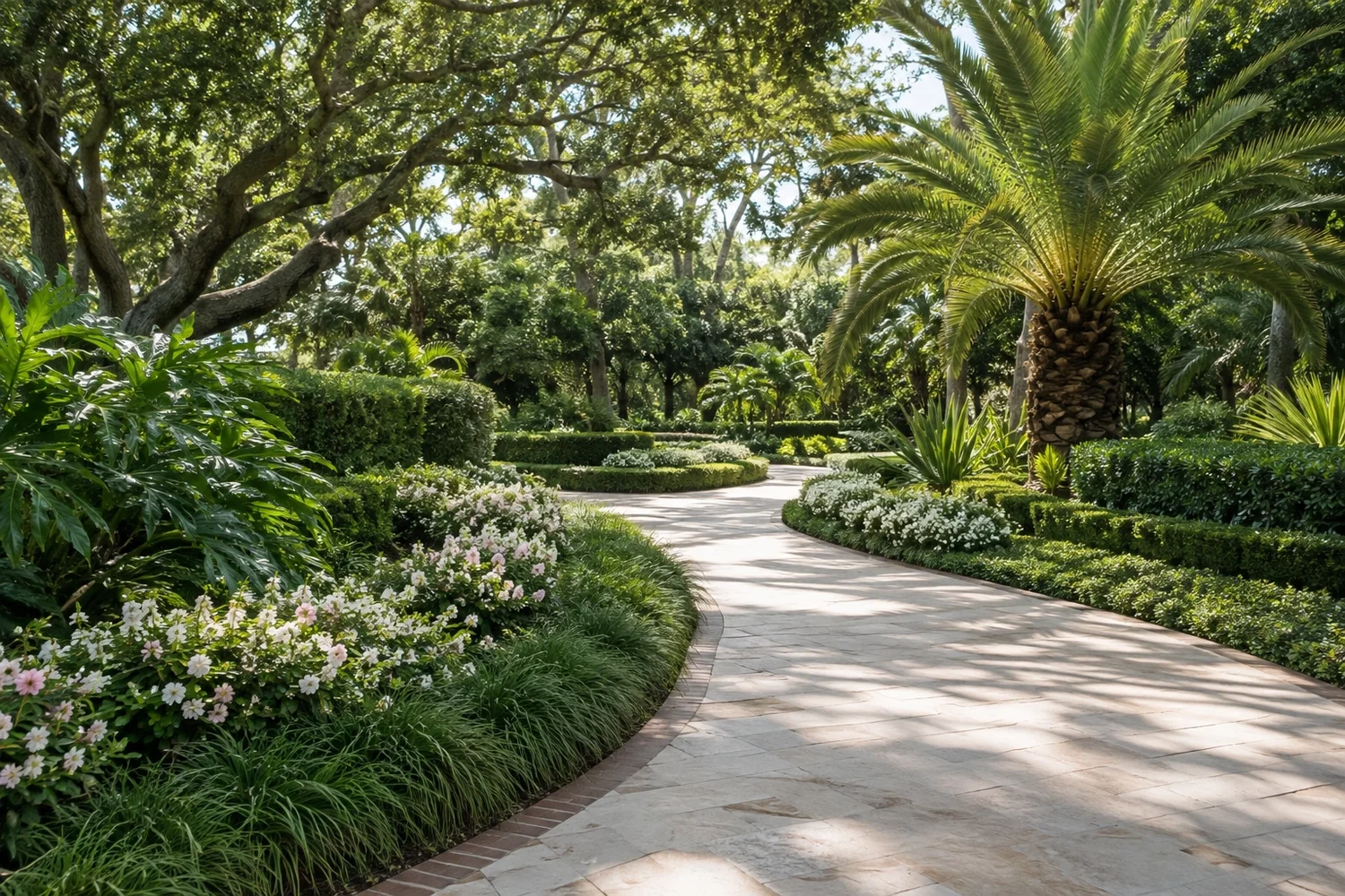 Formal landscaped garden path