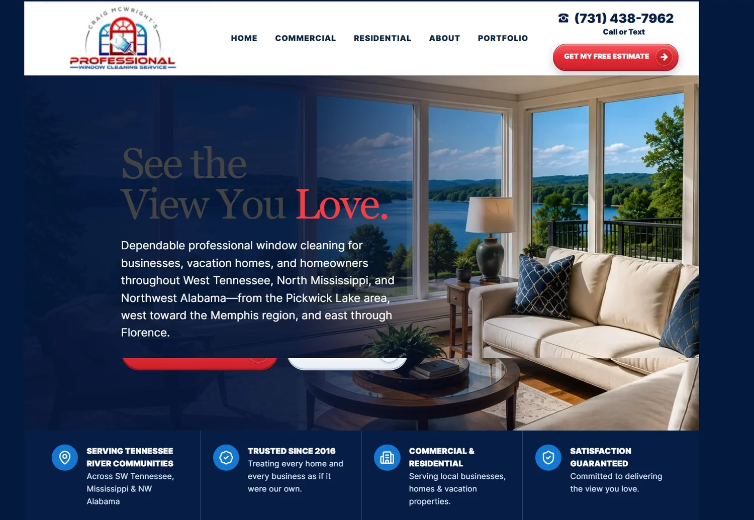 Professional Window Cleaning Service website designed by Anchored Digital Solutions