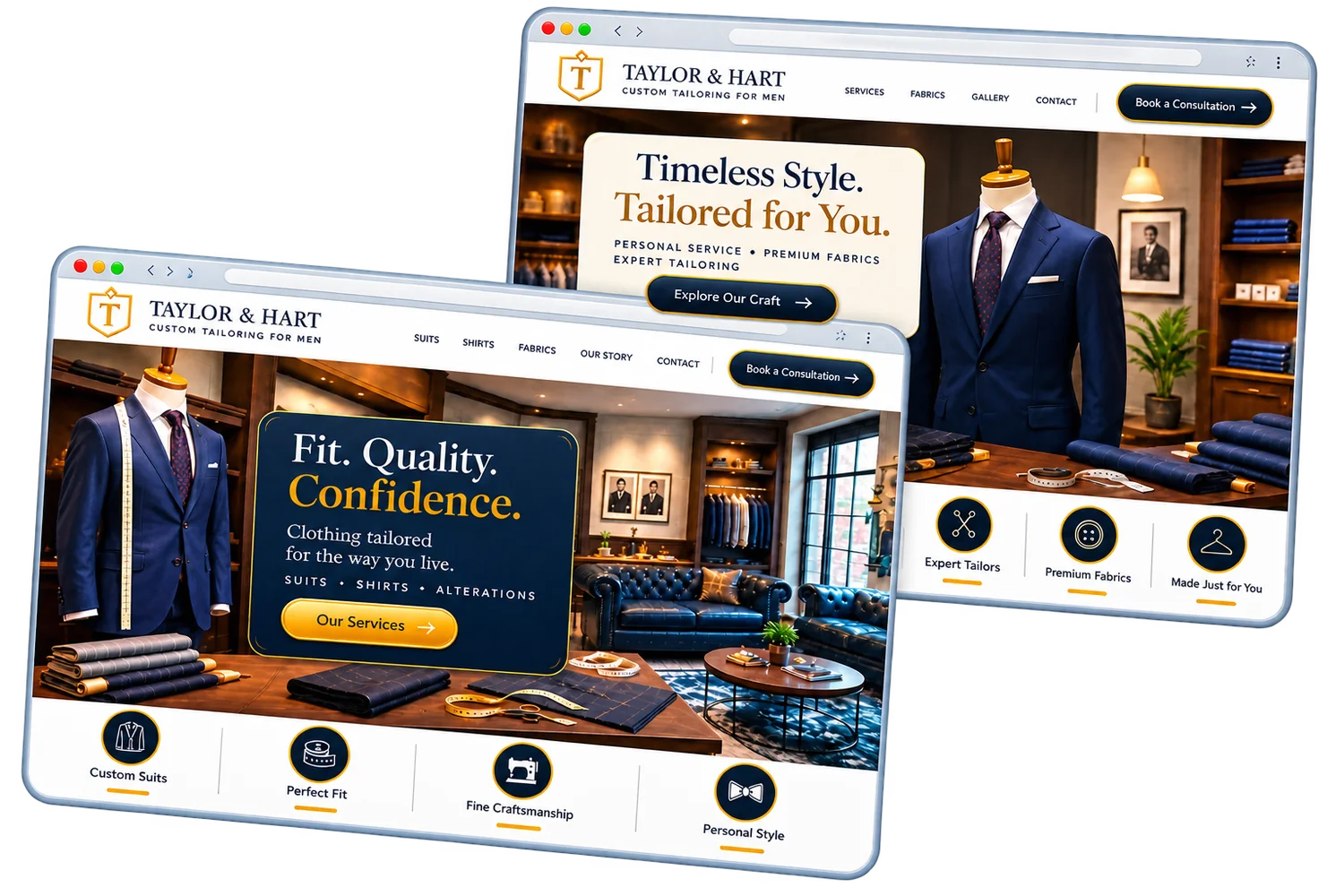 Professional tailoring consultation in a menswear workshop