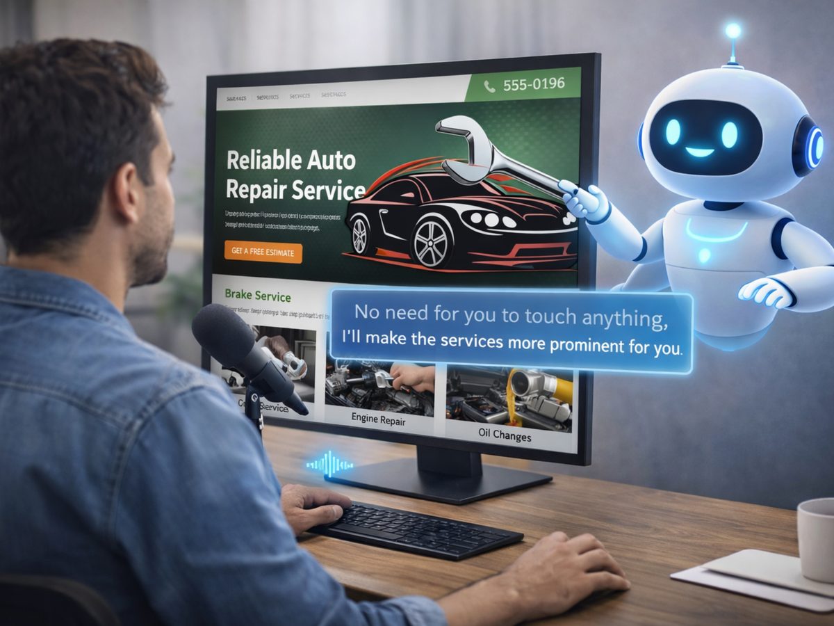 AI assistant helping build a website in real time through spoken instructions