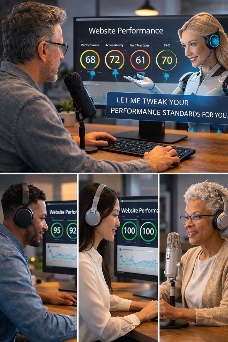 Website performance and optimization collage