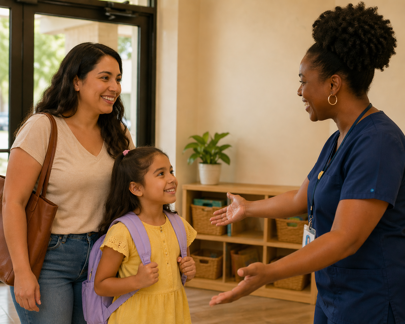 Warm welcoming childcare reception environment