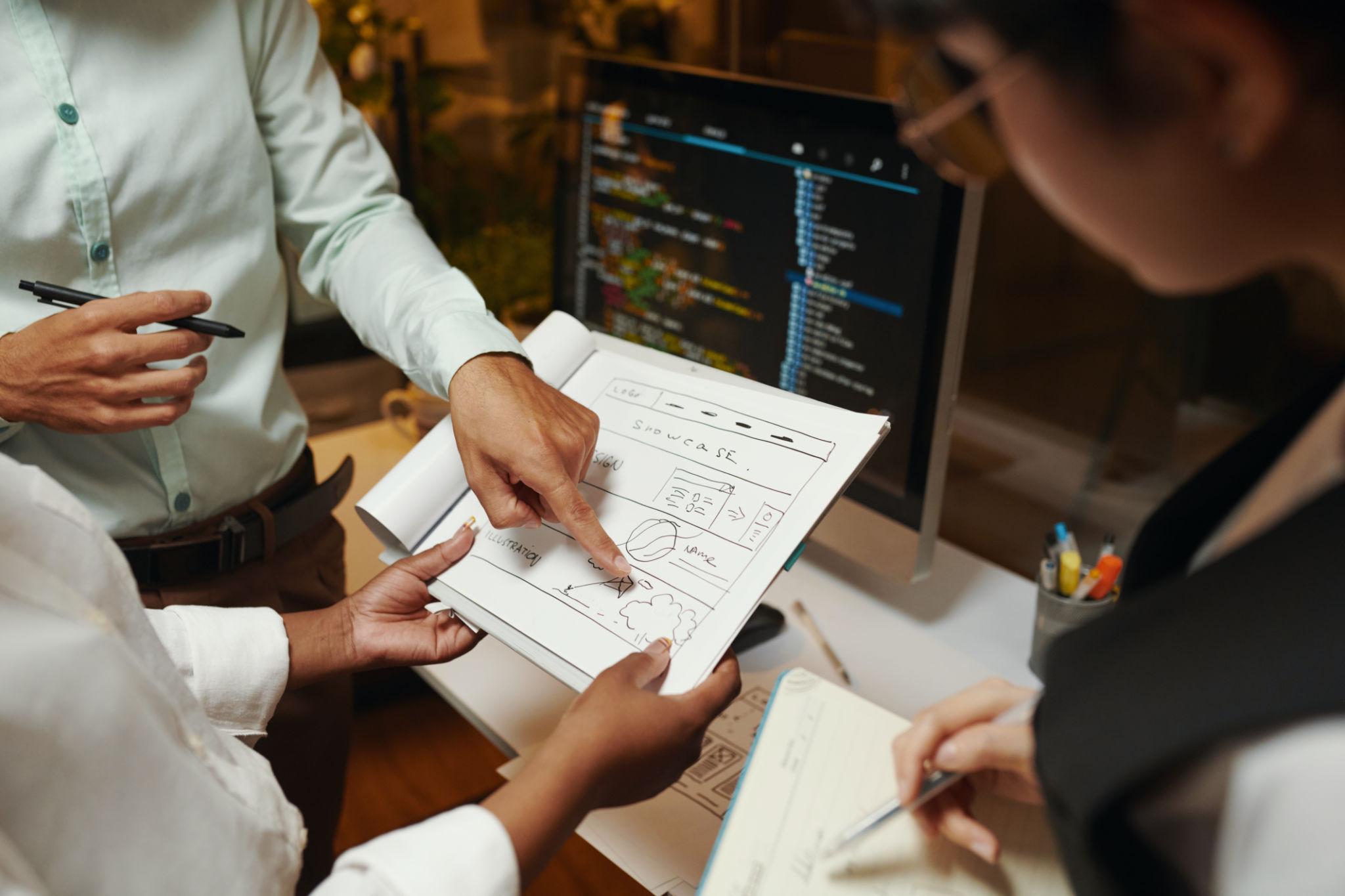 Website planning and development workspace for a business consultation