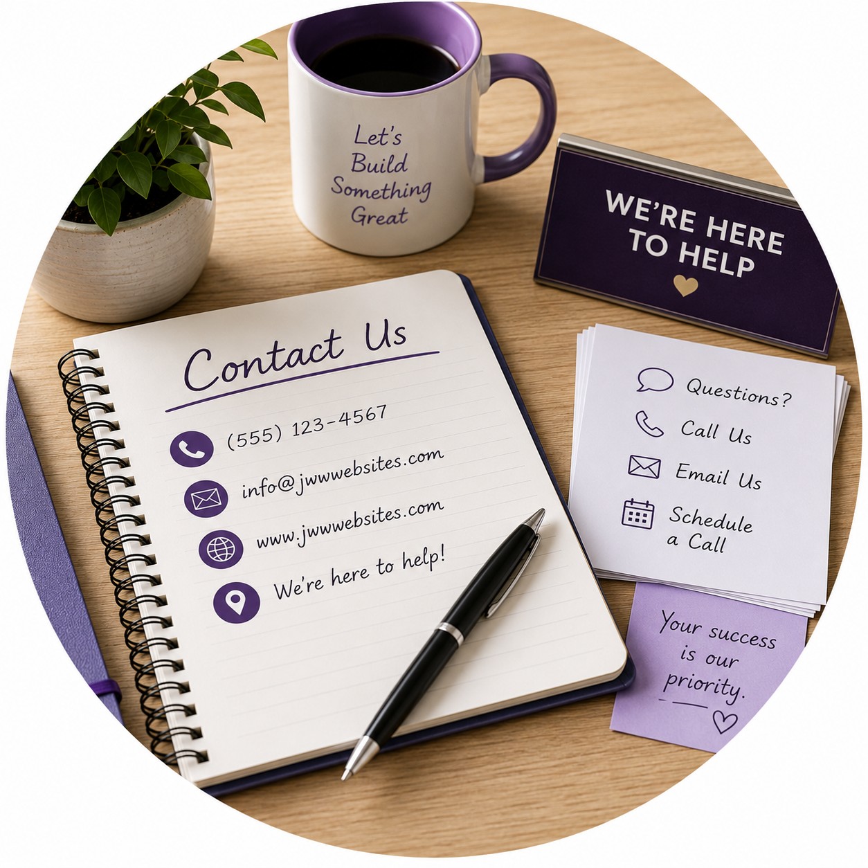 Clean professional desk for website consultation planning