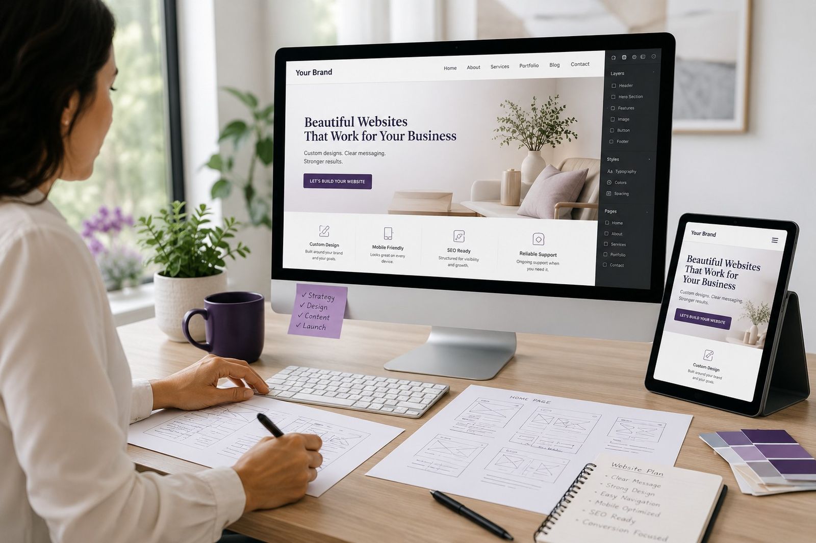 Modern website pricing and business planning workspace